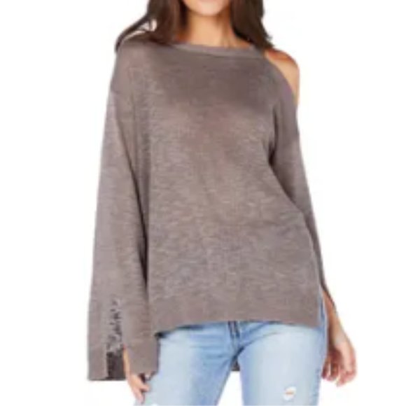 XS Michael Stars Cutout Shoulder Tunic Linen Sweater - Picture 5 of 5